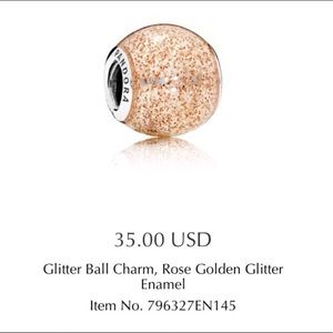 Stunning Pandora glitter rose gold charm